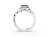 White gold Fancy Green Asscher  Solitaire Diamond Ring with Split Shank and Prong Setting_3
