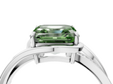 White gold Fancy Green Asscher  Solitaire Diamond Ring with Split Shank and Prong Setting_4