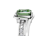 White gold Fancy Green Asscher  Solitaire Diamond Ring with Split Shank and Prong Setting_5