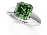White gold Fancy Green Asscher  Solitaire Diamond Ring with Tapered Band and Four-Prong Setting_30