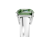White gold Fancy Green Asscher  Solitaire Diamond Ring with Tapered Band and Four-Prong Setting_34