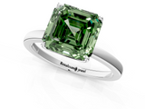 White gold Fancy Green Asscher  Solitaire Diamond Ring with Thin Band and Four-Prong Setting_1