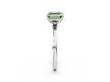 White gold Fancy Green Asscher  Solitaire Diamond Ring with Thin Band and Four-Prong Setting_2