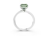 White gold Fancy Green Asscher  Solitaire Diamond Ring with Thin Band and Four-Prong Setting_3