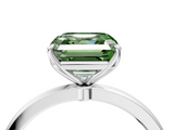 White gold Fancy Green Asscher  Solitaire Diamond Ring with Thin Band and Four-Prong Setting_4