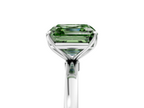White gold Fancy Green Asscher  Solitaire Diamond Ring with Thin Band and Four-Prong Setting_5