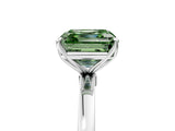 White gold Fancy Green Asscher  Solitaire Diamond Ring with Thin Band and Four-Prong Setting_53