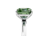 White gold Fancy Green Asscher  Solitaire Diamond Ring with Thin Band and Four-Prong Setting_65