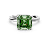 White gold Fancy Green Asscher  Solitaire Diamond Ring with Thin Band and Four-Prong Setting_72