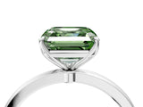 White gold Fancy Green Asscher  Solitaire Diamond Ring with Thin Band and Four-Prong Setting_76