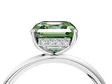 White gold Fancy Green Asscher  Solitaire Diamond Ring with a Classic Band and Four-Prong Setting 4
