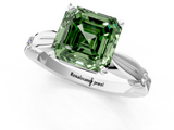 White gold Fancy Green Asscher  Solitaire Diamond Twisted Band with Four-Prong Setting_1
