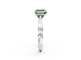 White gold Fancy Green Asscher  Solitaire Diamond Twisted Band with Four-Prong Setting_2