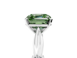 White gold Fancy Green Asscher  Solitaire Diamond Twisted Band with Four-Prong Setting_5