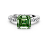 White gold Fancy Green Asscher  Solitaire Diamond with Pavé Band and Four-Prong Setting_17