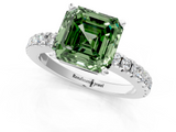 White gold Fancy Green Asscher  Solitaire Diamond with Pavé Band and Four-Prong Setting_18