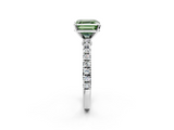 White gold Fancy Green Asscher  Solitaire Diamond with Pavé Band and Four-Prong Setting_19