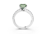 White gold Fancy Green Asscher  Solitaire Diamond with Pavé Band and Four-Prong Setting_20