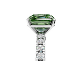 White gold Fancy Green Asscher  Solitaire Diamond with Pavé Band and Four-Prong Setting_22