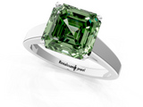 White gold Fancy Green Asscher  Solitaire Engagement Ring with Four-Prong Setting and Tapered Band_21