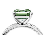 White gold Fancy Green Asscher  Solitaire Engagement Ring with Scrollwork Band and Four-Prong Setting_21