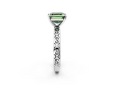 White gold Fancy Green Asscher  Solitaire Engagement Ring with Scrollwork Band and Four-Prong Setting_24