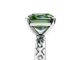 White gold Fancy Green Asscher  Solitaire Engagement Ring with Scrollwork Band and Four-Prong Setting_27
