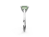 White gold Fancy Green Asscher  Solitaire Engagement Ring with Six-Prong Setting and Classic Band 2