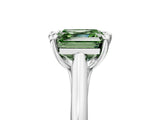 White gold Fancy Green Asscher  Solitaire Engagement Ring with Six-Prong Setting and Classic Band 5