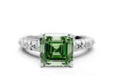 White gold Fancy Green Asscher  Solitaire Floral Milgrain Engagement Ring_31