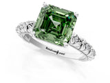 White gold Fancy Green Asscher  Solitaire Floral Milgrain Engagement Ring_32