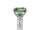 White gold Fancy Green Asscher  Solitaire Floral Milgrain Engagement Ring_36