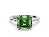 White gold Fancy Green Asscher  Solitaire Heart Prong Engagement Ring with Tapered Band_37