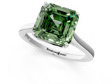 White gold Fancy Green Asscher  Solitaire Heart Prong Engagement Ring with Tapered Band_38