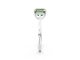 White gold Fancy Green Asscher  Solitaire Heart Prong Engagement Ring with Tapered Band_39