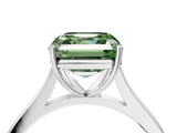 White gold Fancy Green Asscher  Solitaire Heart Prong Engagement Ring with Tapered Band_40