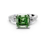 White gold Fancy Green Asscher  Solitaire Marquise Twist Band with Six-Prong Setting