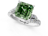 White gold Fancy Green Asscher  Solitaire Marquise Twist Band with Six-Prong Setting_1
