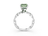 White gold Fancy Green Asscher  Solitaire Milgrain Diamond Engagement Ring with Bezel and Marquise Band_3