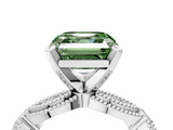 White gold Fancy Green Asscher  Solitaire Milgrain Diamond Engagement Ring with Bezel and Marquise Band_4