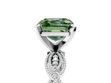 White gold Fancy Green Asscher  Solitaire Milgrain Diamond Engagement Ring with Bezel and Marquise Band_5