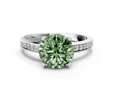 White gold Fancy Green Asscher  Solitaire Pavé Band Prong Setting Ring