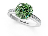White gold Fancy Green Asscher  Solitaire Pavé Band Prong Setting Ring_1