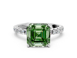 White gold Fancy Green Asscher  Solitaire Pavé Band with Four-Prong Setting_17