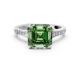 White gold Fancy Green Asscher  Solitaire Pavé Band with Four-Prong Setting_17