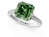 White gold Fancy Green Asscher  Solitaire Pavé Band with Four-Prong Setting_18