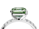 White gold Fancy Green Asscher  Solitaire Pavé Band with Four-Prong Setting_26
