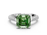 White gold Fancy Green Asscher  Solitaire Pavé Diamond Engagement Ring with Four-Prong Setting_16