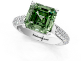 White gold Fancy Green Asscher  Solitaire Pavé Diamond Engagement Ring with Four-Prong Setting_18