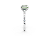 White gold Fancy Green Asscher  Solitaire Pavé Diamond Engagement Ring with Four-Prong Setting_2